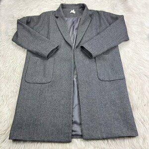 dRA Los Angeles Women's L Gray Black Oversized Long Line Plaid Jacket / Coat